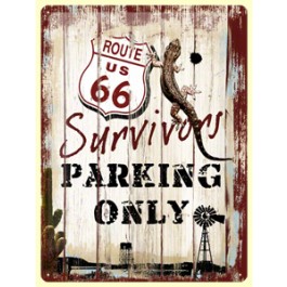 Blechschild Route 66 Survivors Parking Only