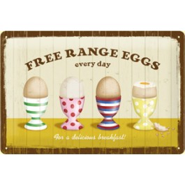 Blechschild Free Range Eggs